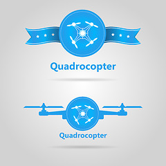 Image showing Two blue vector signs of quadrocopter top view