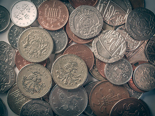 Image showing Retro look Pound coins