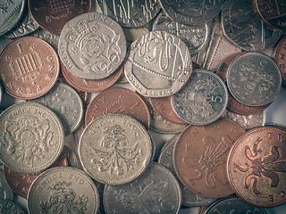 Image showing Retro look Pound coins