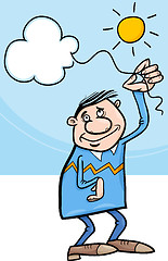 Image showing man with cloud on string cartoon