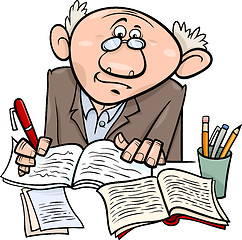 Image showing professor or writer cartoon illustration