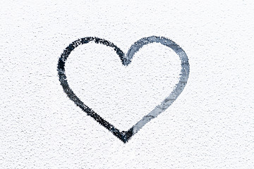 Image showing Heart drawn on frosty window.