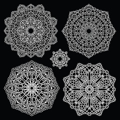 Image showing Round lace pattern set. Mandala.