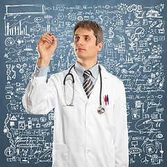 Image showing Doctor Male Writing Something