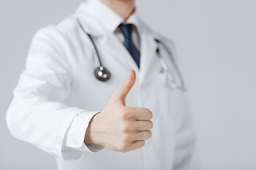 Image showing male doctor hand showing thumbs up