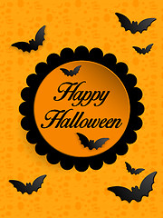 Image showing Happy Halloween Ghost Bat Icon Background