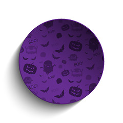 Image showing Happy Halloween Ghost Bat Icon Background