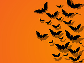 Image showing Happy Halloween Ghost Bat Icon Background