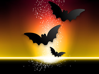 Image showing Happy Halloween Ghost Bat Icon Background