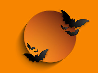 Image showing Happy Halloween Ghost Bat Icon Background
