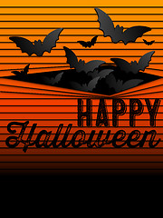 Image showing Happy Halloween Ghost Bat Icon Background