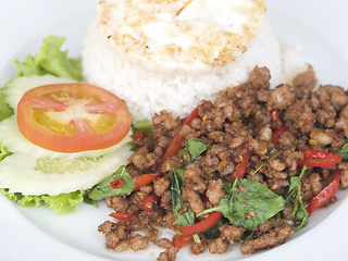 Image showing Thai food, pork with basil.