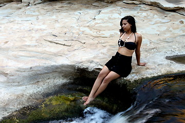 Image showing Hispanic Woman Waterfall