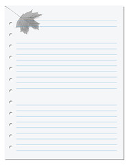 Image showing Notebook paper with maple leaf at background