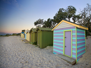 Image showing Colorful Beach Huts