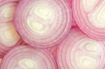 Image showing Slices of red onions