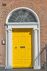 Image showing Yellow Georgian door in Dublin Ireland