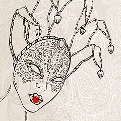 Image showing Hand Drawn Venetian carnival mask.