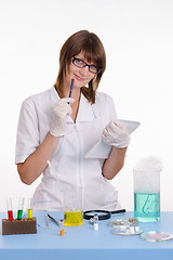 Image showing Pharmacist with a notebook in the lab