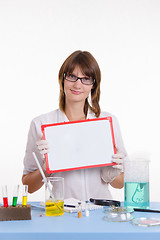 Image showing Pharmacist holding a tablet