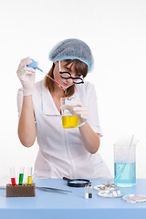 Image showing Chemistry teacher conducting experience