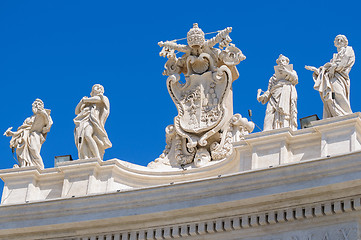 Image showing Statues on the roof of St. Peter Cathedral in Vatican