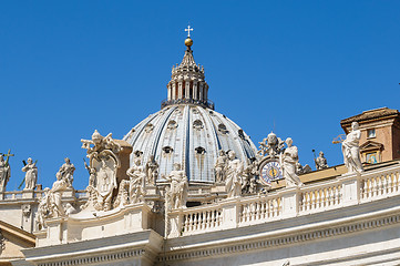 Image showing Statues on the roof of St. Peter Cathedral in Vatican