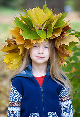 Image showing little girl in autumn crown