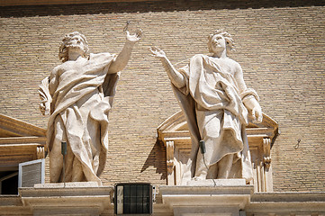 Image showing Statues on the roof of St. Peter Cathedral in Vatican