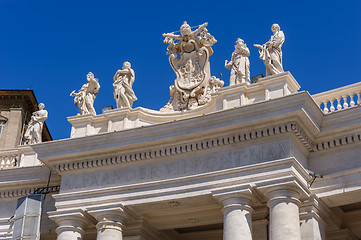 Image showing Statues on the roof of St. Peter Cathedral in Vatican