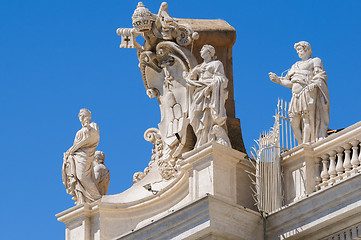 Image showing Statues on the roof of St. Peter Cathedral in Vatican