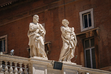 Image showing Statues on the roof of St. Peter Cathedral in Vatican