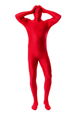 Image showing man in a red body suit