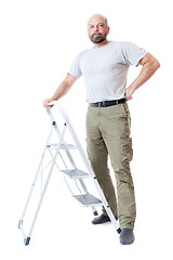 Image showing man with ladder