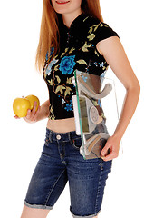 Image showing Torso of woman with apples.