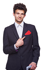 Image showing Business man showing empty blank paper card