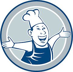 Image showing Chef Cook Happy Arms Out Circle Cartoon