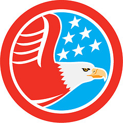 Image showing American Bald Eagle Stars Circle Retro