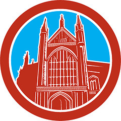 Image showing Winchester Cathedral Woodcut Retro