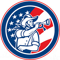 Image showing American Cavalry Soldier Blowing Bugle Circle