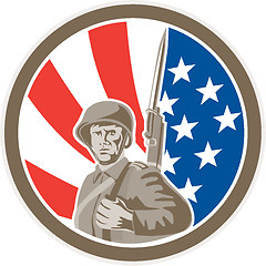 Image showing American Soldier Serviceman Bayonet Circle Retro