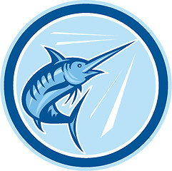 Image showing Blue Marlin Fish Jumping Circle Cartoon