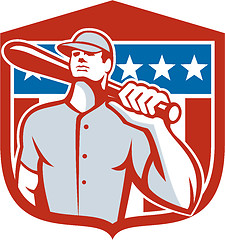 Image showing American Baseball Batter Bat Shield Retro