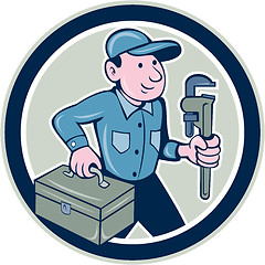 Image showing Plumber Toolbox Monkey Wrench Circle Cartoon