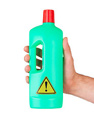 Image showing Plastic bottle cleaning-detergent, danger