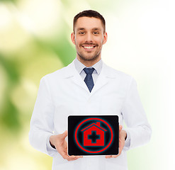 Image showing smiling male doctor with tablet pc