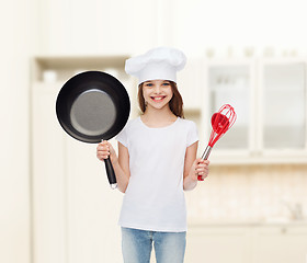 Image showing smiling little girl in white blank t-shirt