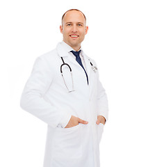 Image showing smiling male doctor with stethoscope