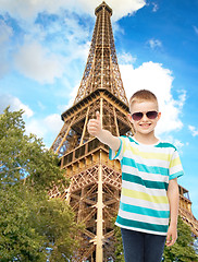 Image showing smiling cute little boy in sunglasses