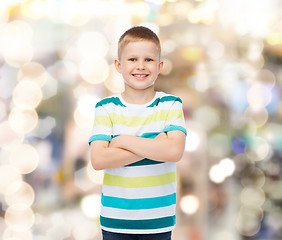 Image showing little boy in casual clothes with arms crossed